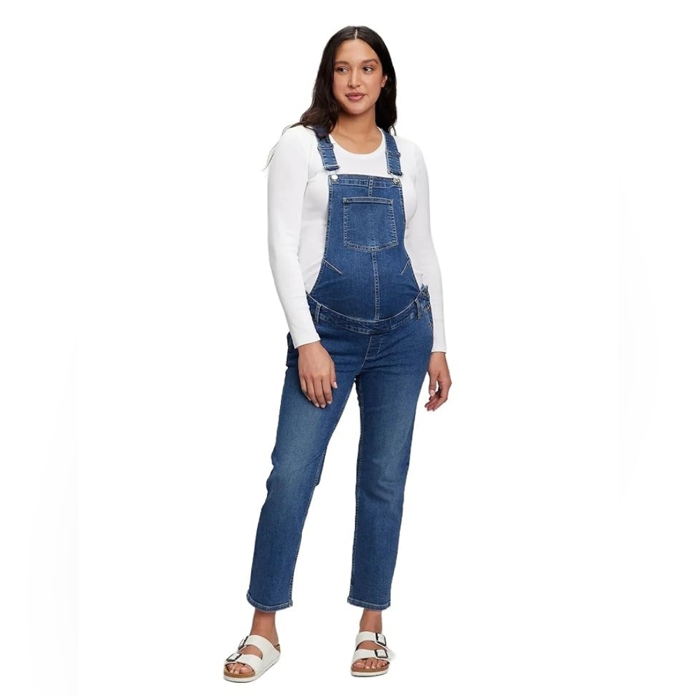 GAP Blue Denim Maternity Overalls Size Large
